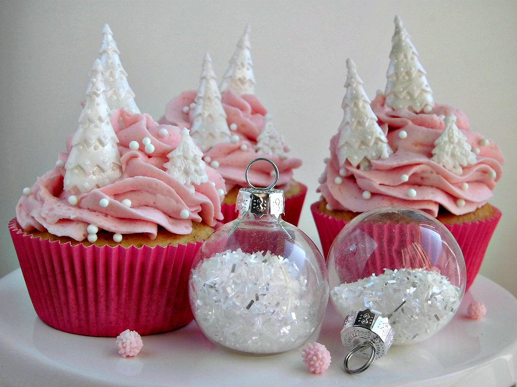Cupcakes rosa per Natale