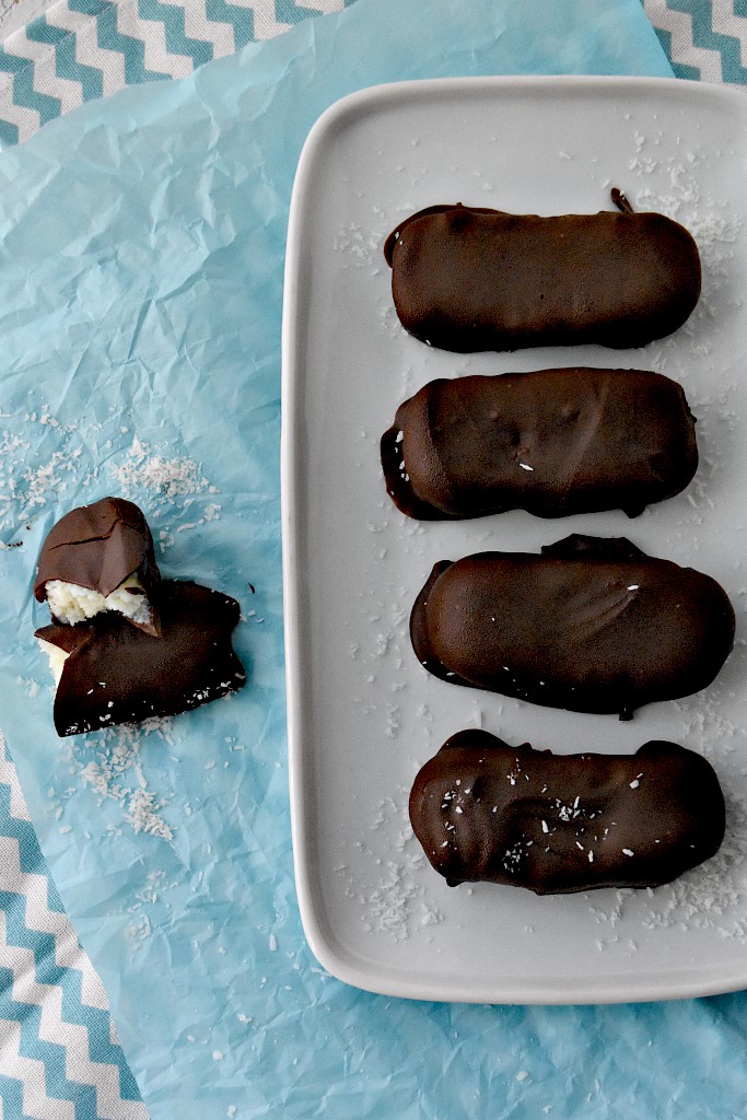 Barrette al cocco ricoperte di cioccolato