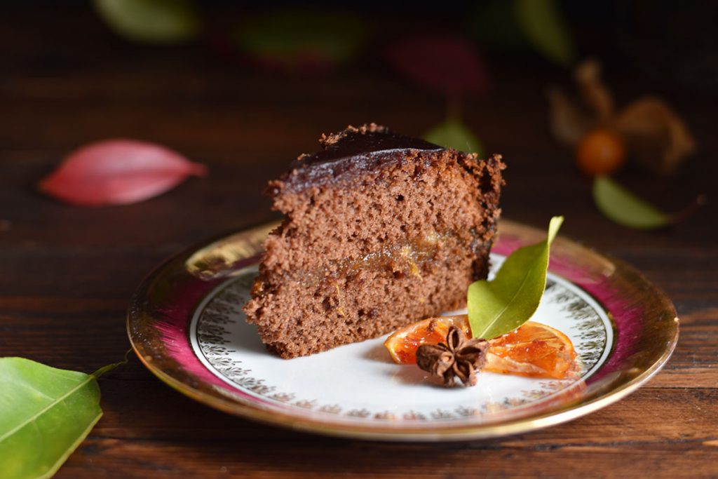 Torta al cioccolato con marmellata di arance