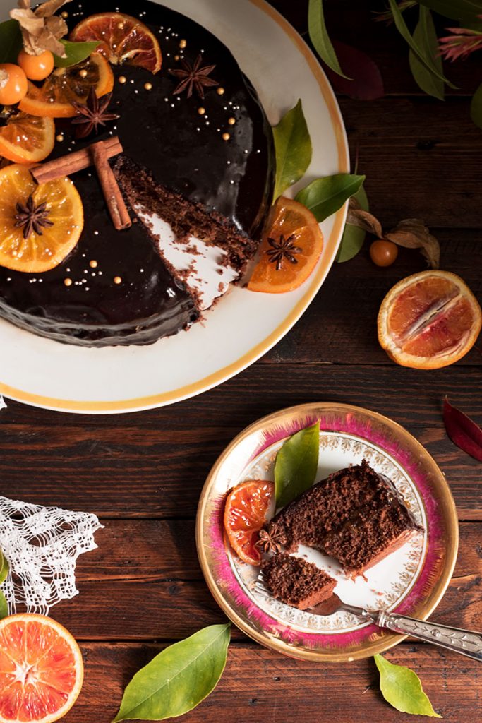 Torta al cioccolato con marmellata di arance