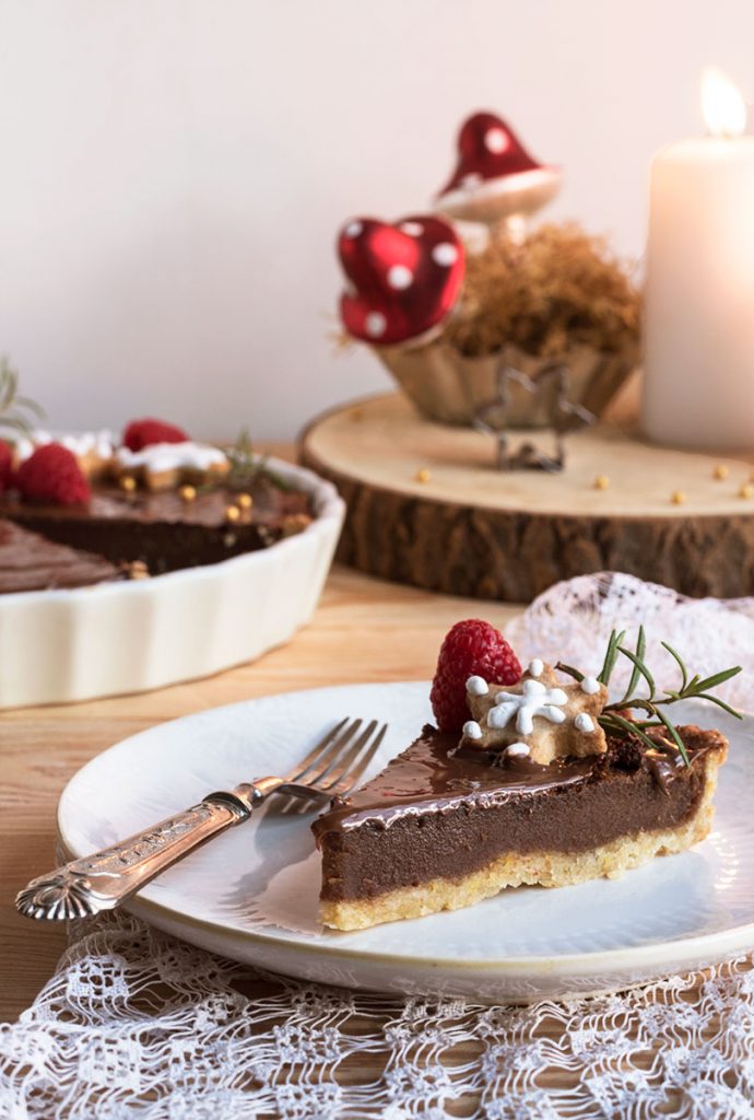 Crostata natalizia con crema al cioccolato